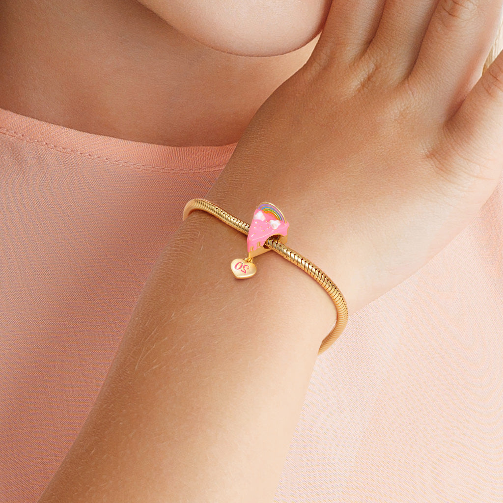 Rainbow Cake Personalized Number Charm Bead Sterling Silver 18k Gold Plated_4