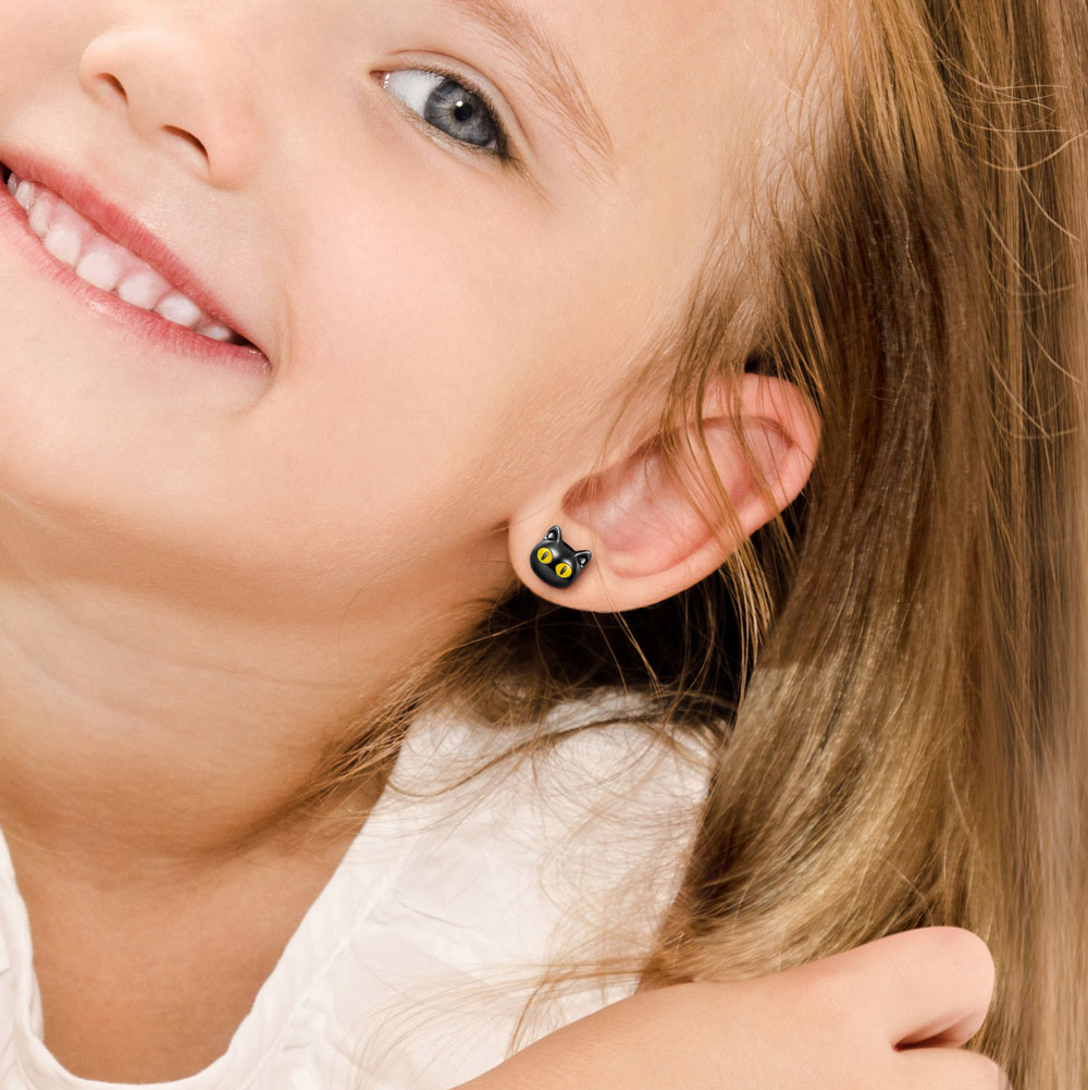 Gnoce Black Cat Stud Earrings_4