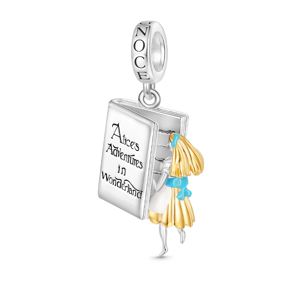Gnoce Alice Adventure In Wonderland Book Pendant Dangle Charm_1