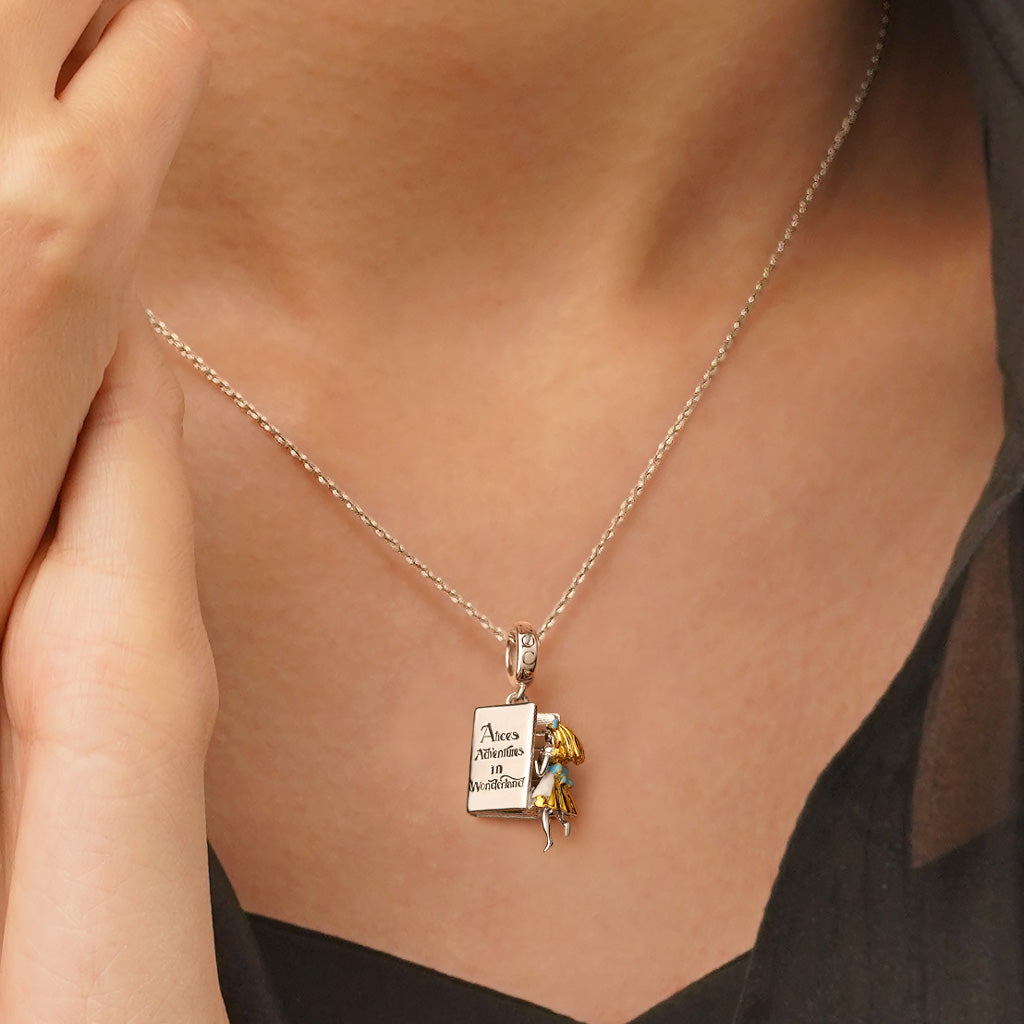 Gnoce Alice Adventure In Wonderland Book Pendant Dangle Charm_5