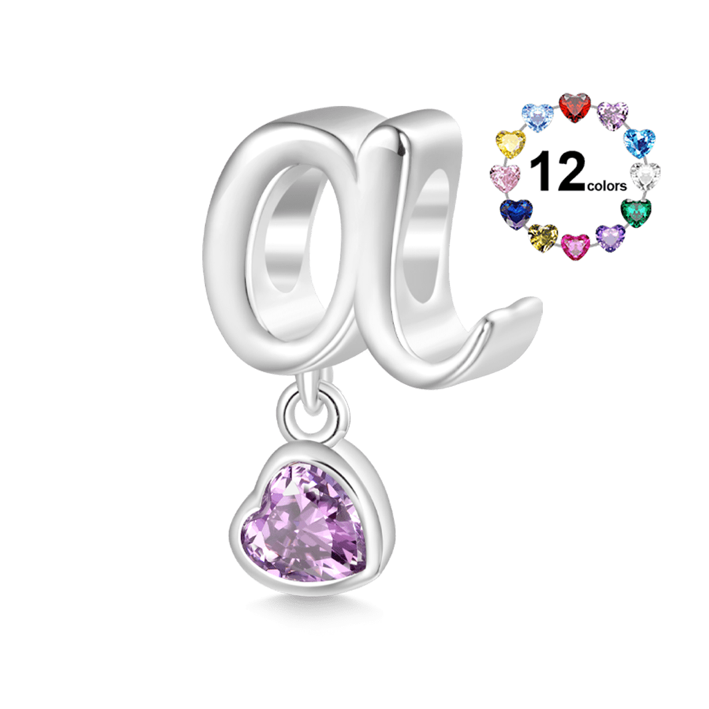 Gnoce Personalized Lowercase Letter Heart Birthstone Charm_2