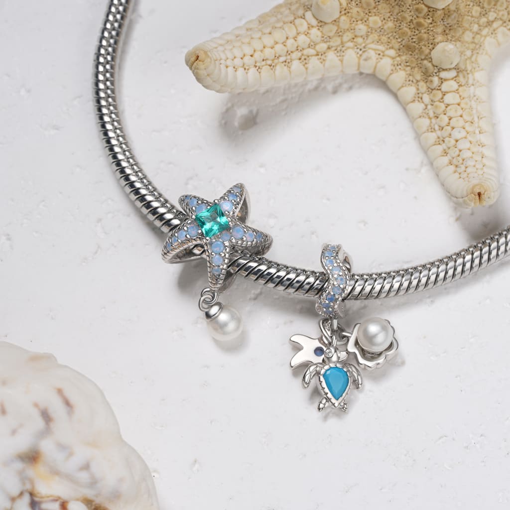 Gnoce Blue Ocean Triple Pendant Dangle Charm_3