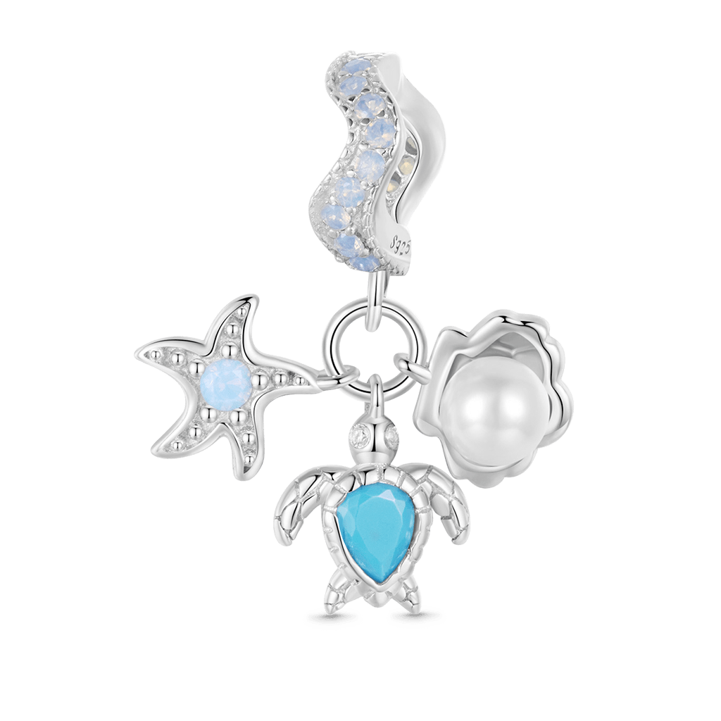 Gnoce Blue Ocean Triple Pendant Dangle Charm_1