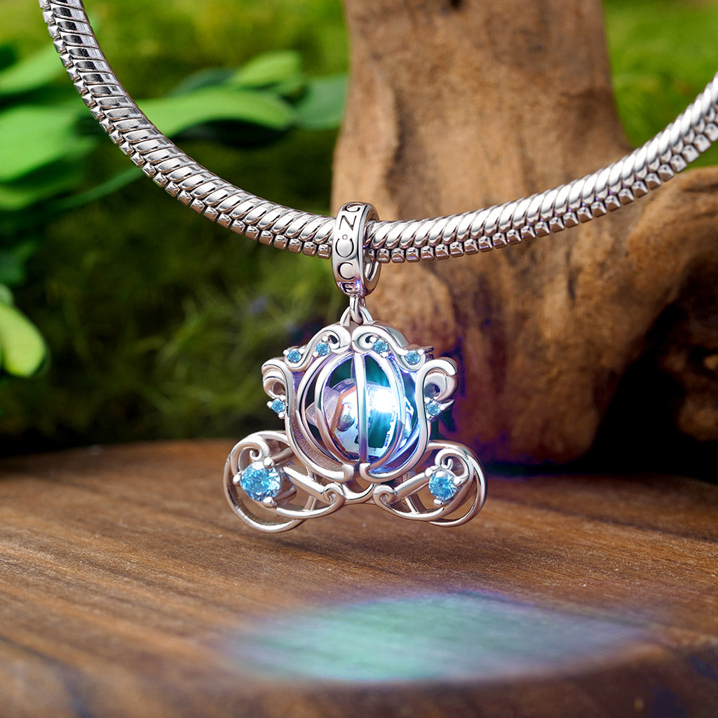 Gnoce Wireless LED Glow Glass Pumpkin Carriage Pendant Dangle Charm_5