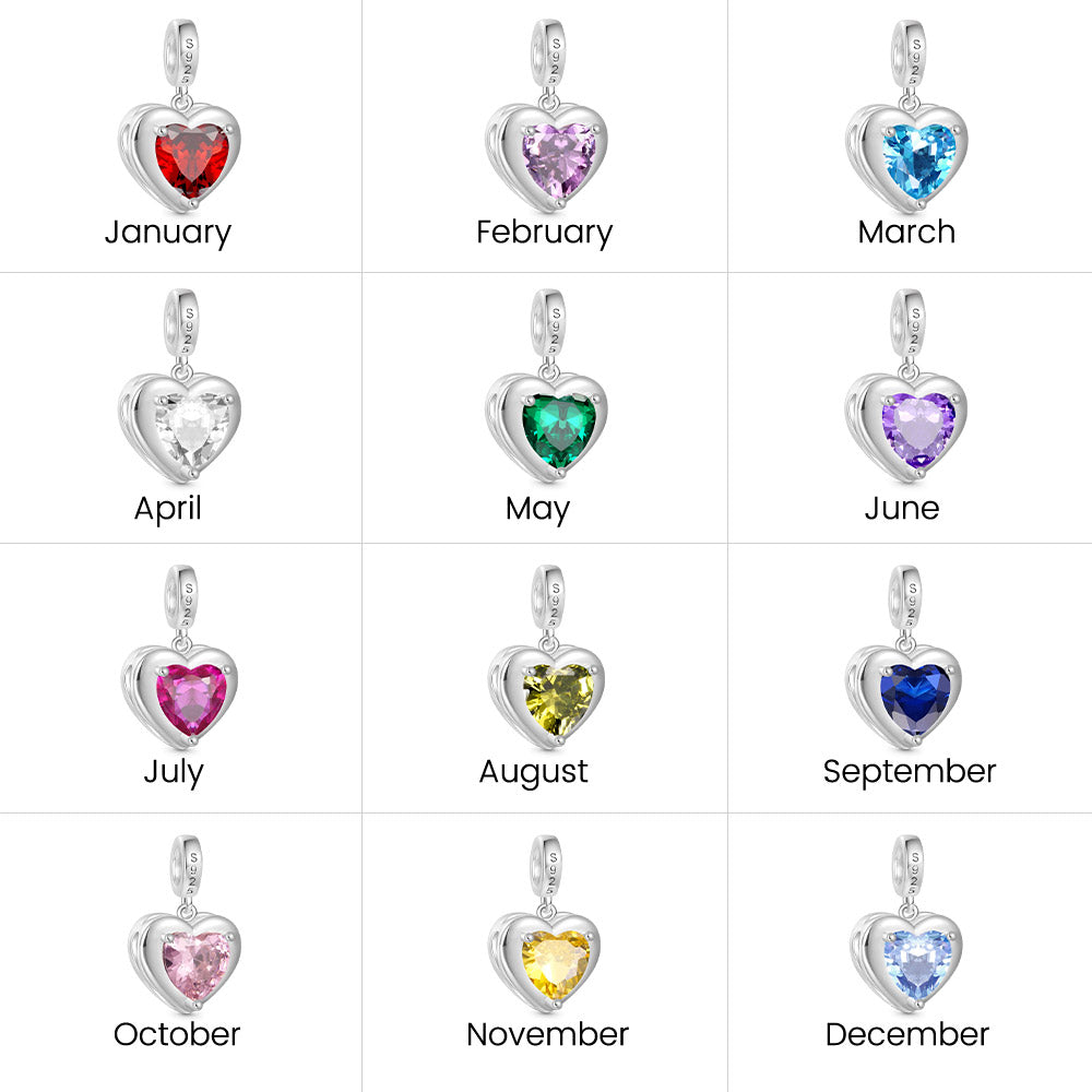 Gnoce Infinite Love Heart Engravable Birthstone Pendant Dangle Charm_7