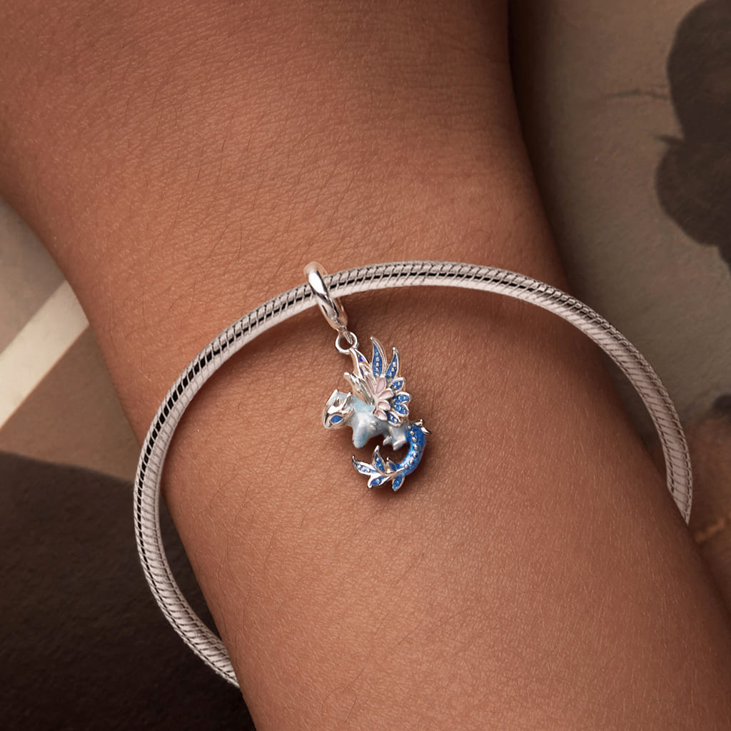 Gnoce Blue Flying Dragon Pendant Dangle Charm_4