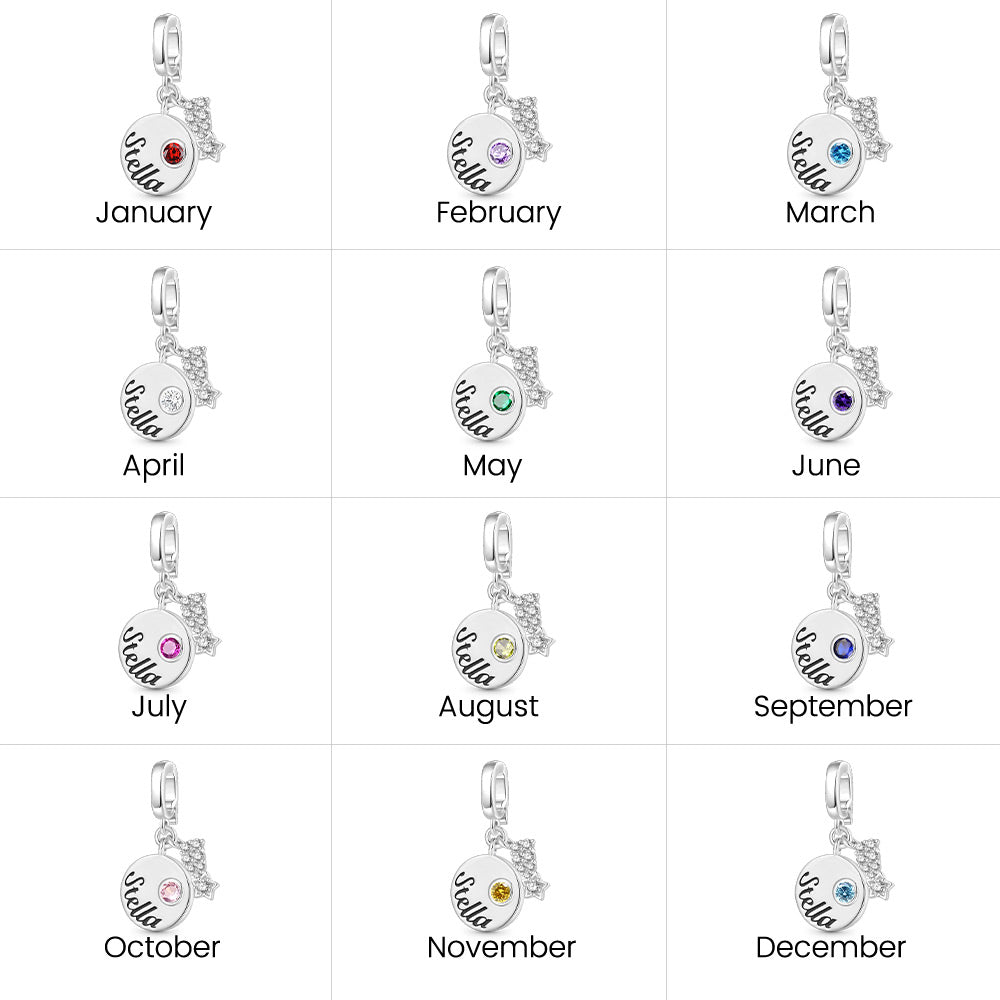 Gnoce Engravable Birthstone Shooting Star Clasp Clusters Charm_8
