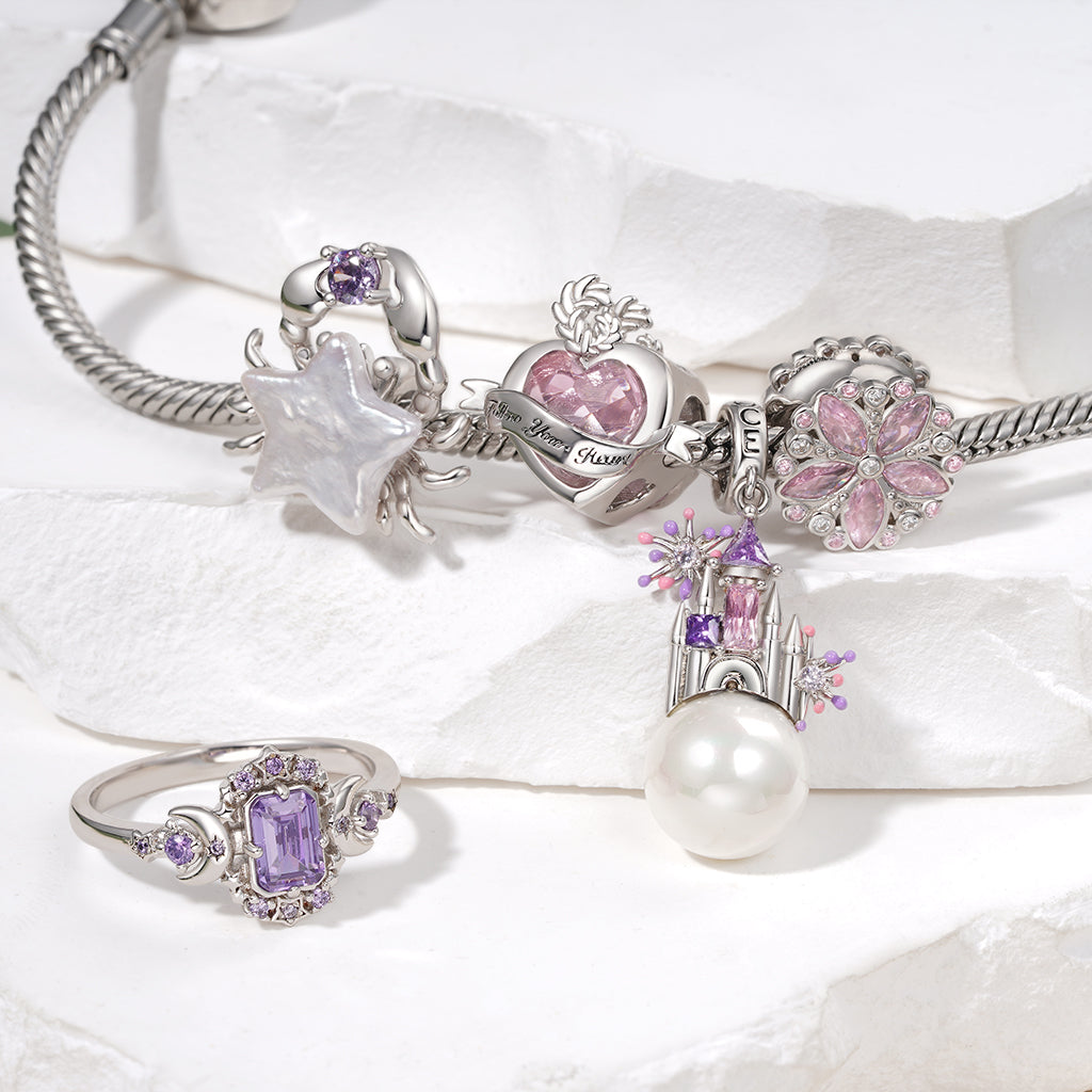 Gnoce Delicate Pink Gemstone Flower Charm_3