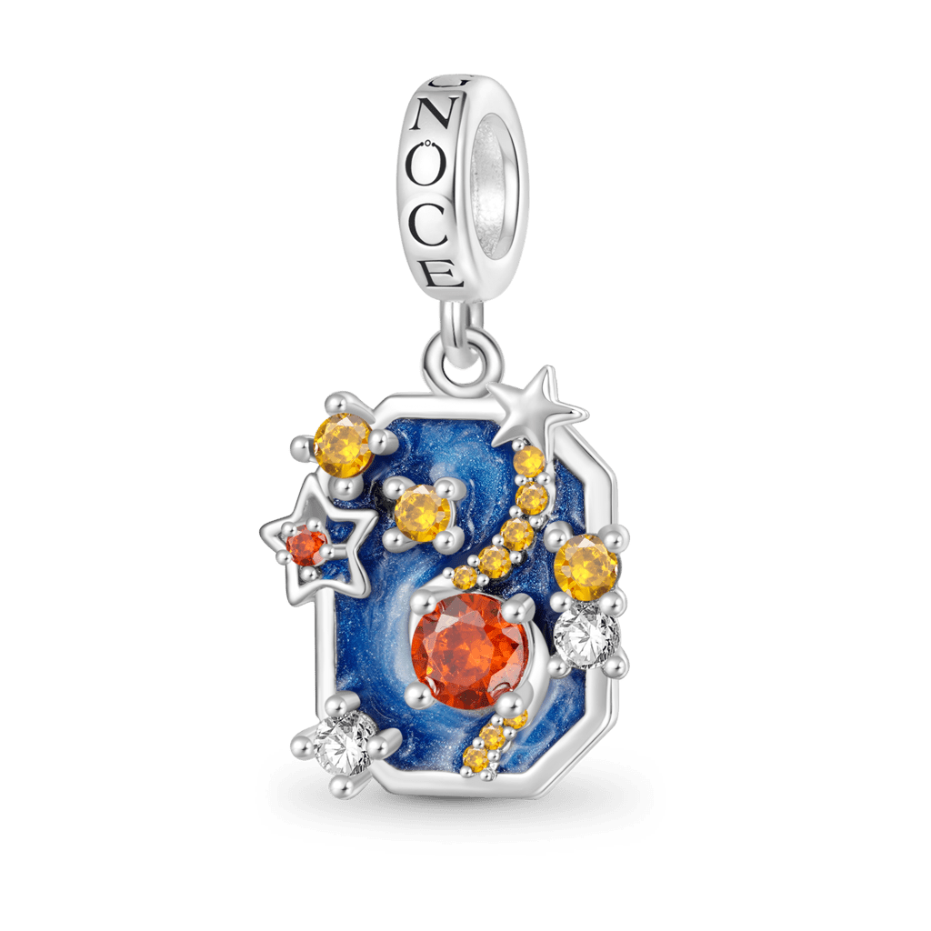 Gnoce Blue Cat's Eye Starry Night Pendant Dangle Charm_1