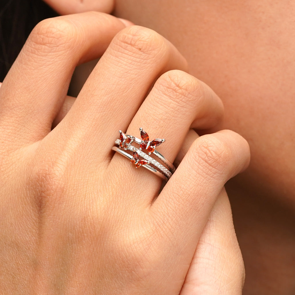 Gnoce Elegant Birthstone Butterfly Open Ring_6