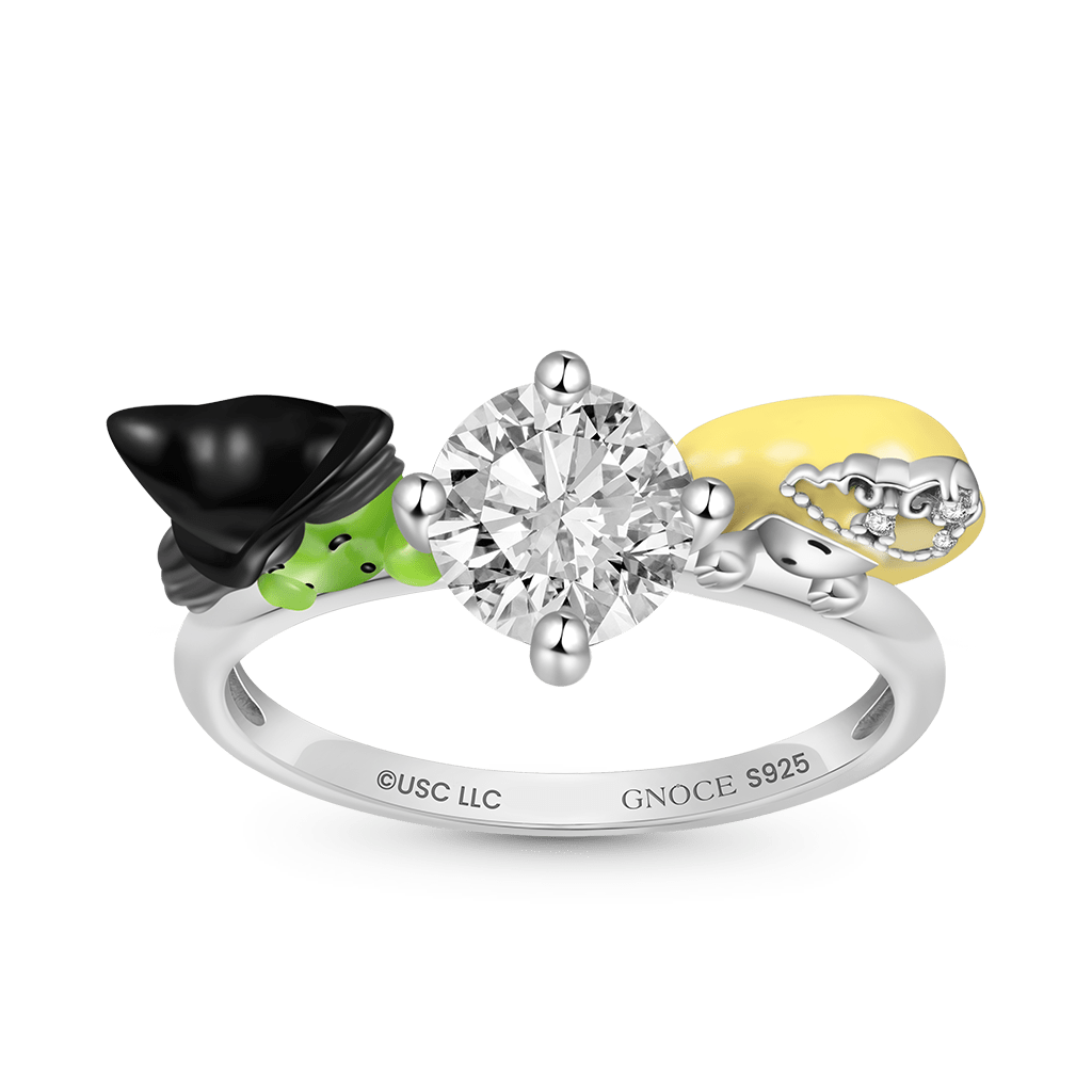 Gnoce Wicked Elphaba & Glinda Witch Hugs White Diamond Ring_2