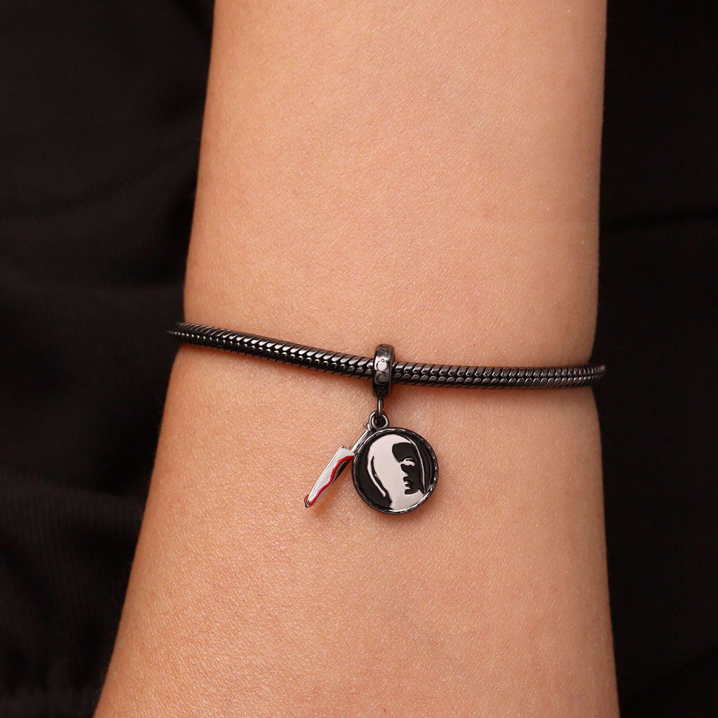 Gnoce Halloween Michael Myers Silhouette Head & Knife Pendant Dangle Charm_6