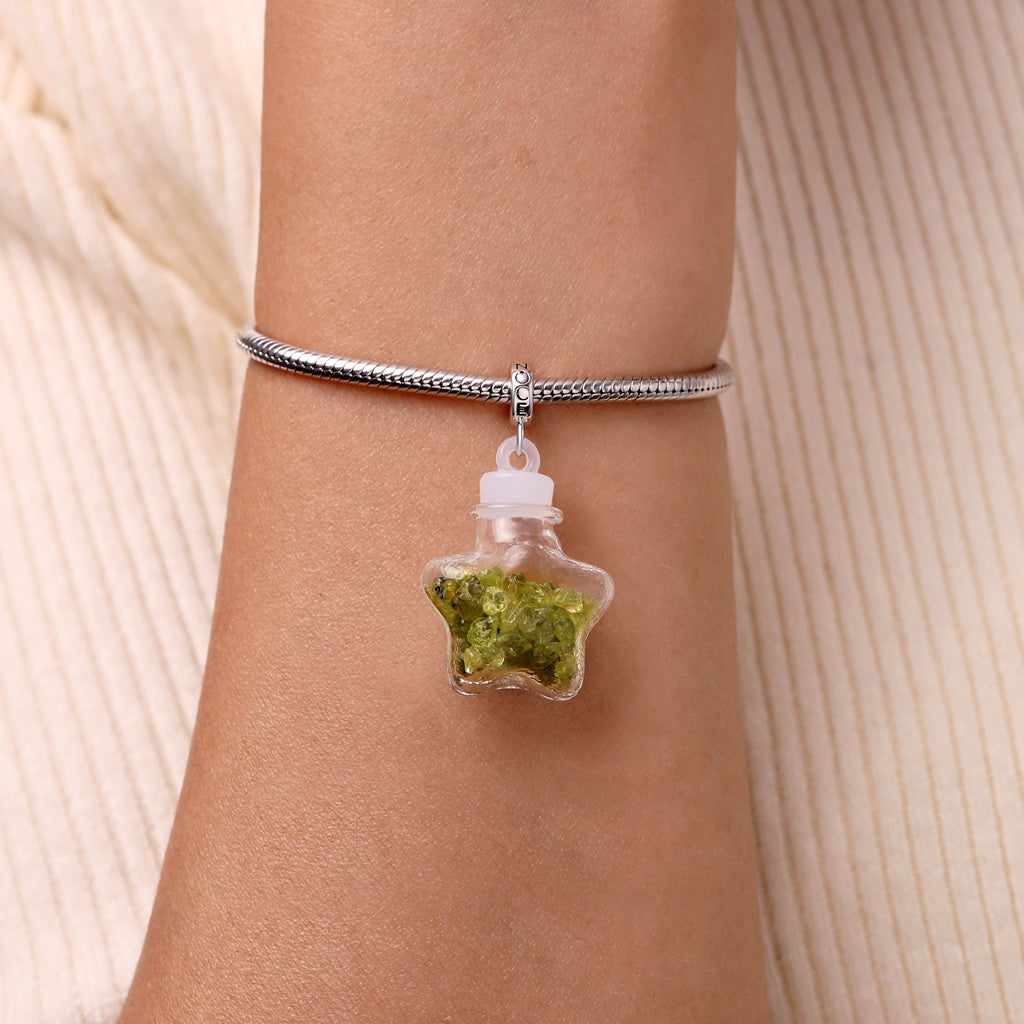 Gnoce Natural Peridot Star Bottle Pendant Dangle Charm_5
