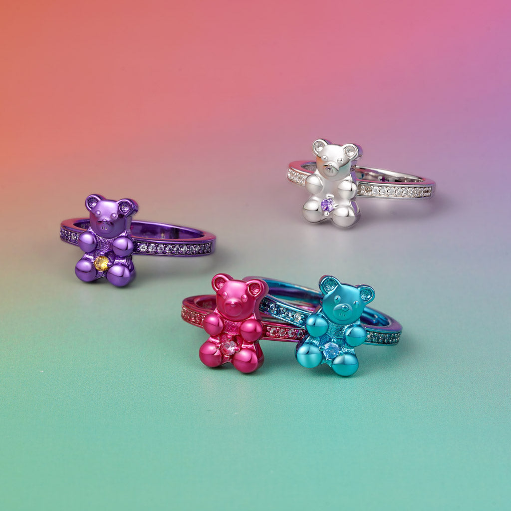 Gnoce Cute Pink Candy Bear Ring_3