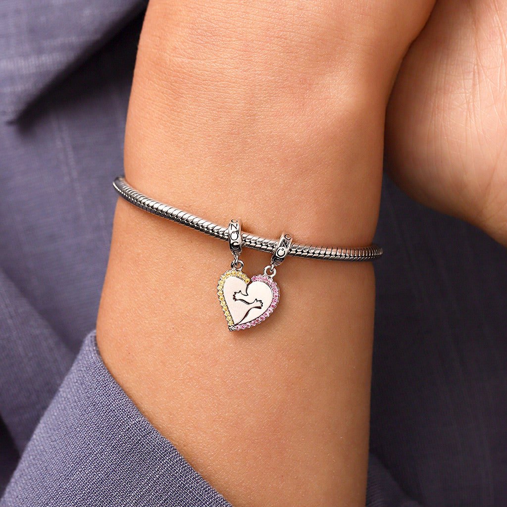 Gnoce Personalized Hug Stitched Heart Pendant Dangle Charm_8