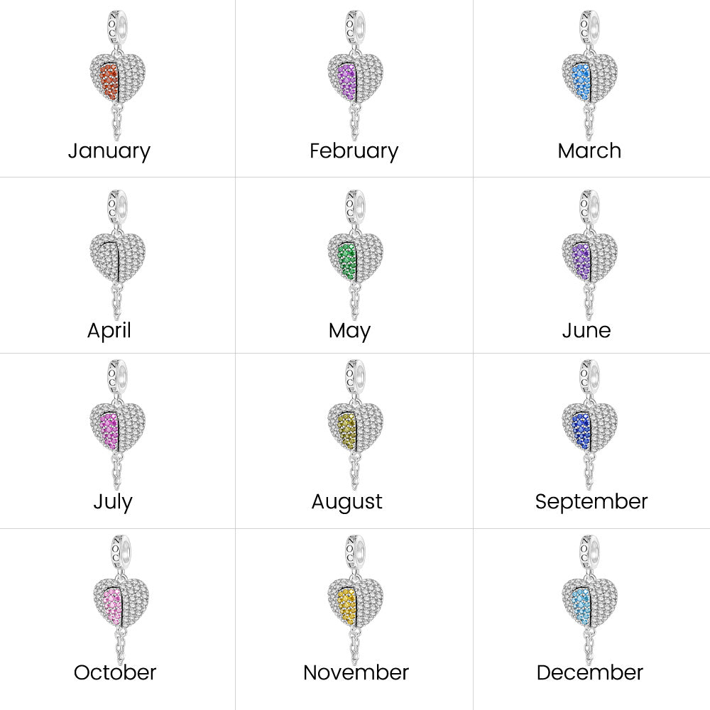 Gnoce Valentine's Day Broken Birthstone Heart Pendant Dangle Charm_8