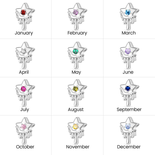 Gnoce Melted Five-pointed Star Engravable Birthstone Charm_6