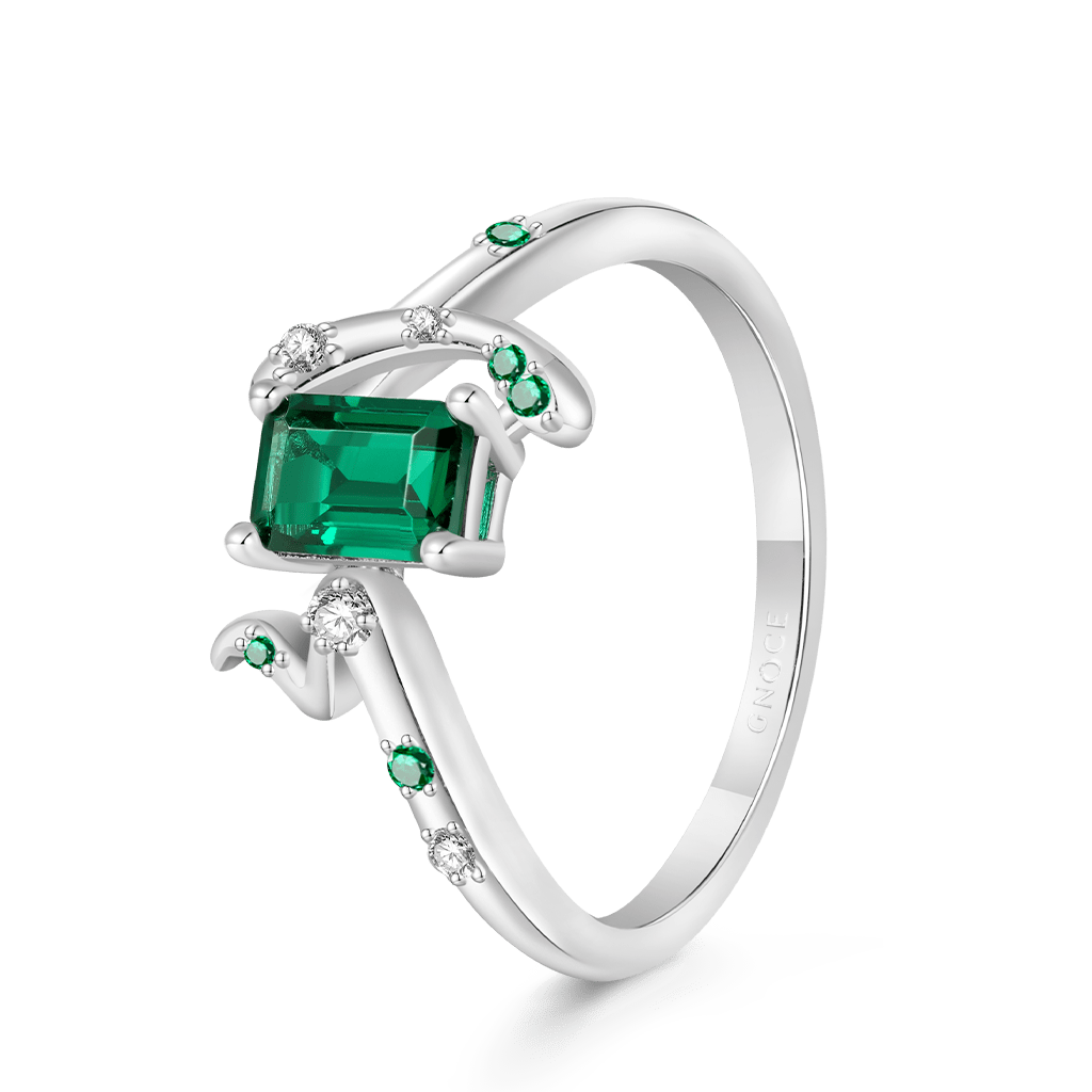 Gnoce Zodiac Snake Green Spinel Promise Rings_2