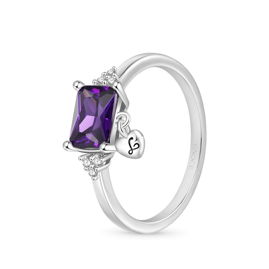 Gnoce Dainty Purple Baguette Statement Personalized Ring_3