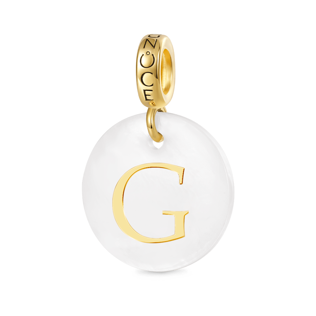 Gnoce Natural Freshwater Shell Round Gold 26 Letters Pendant Dangle Charm_3