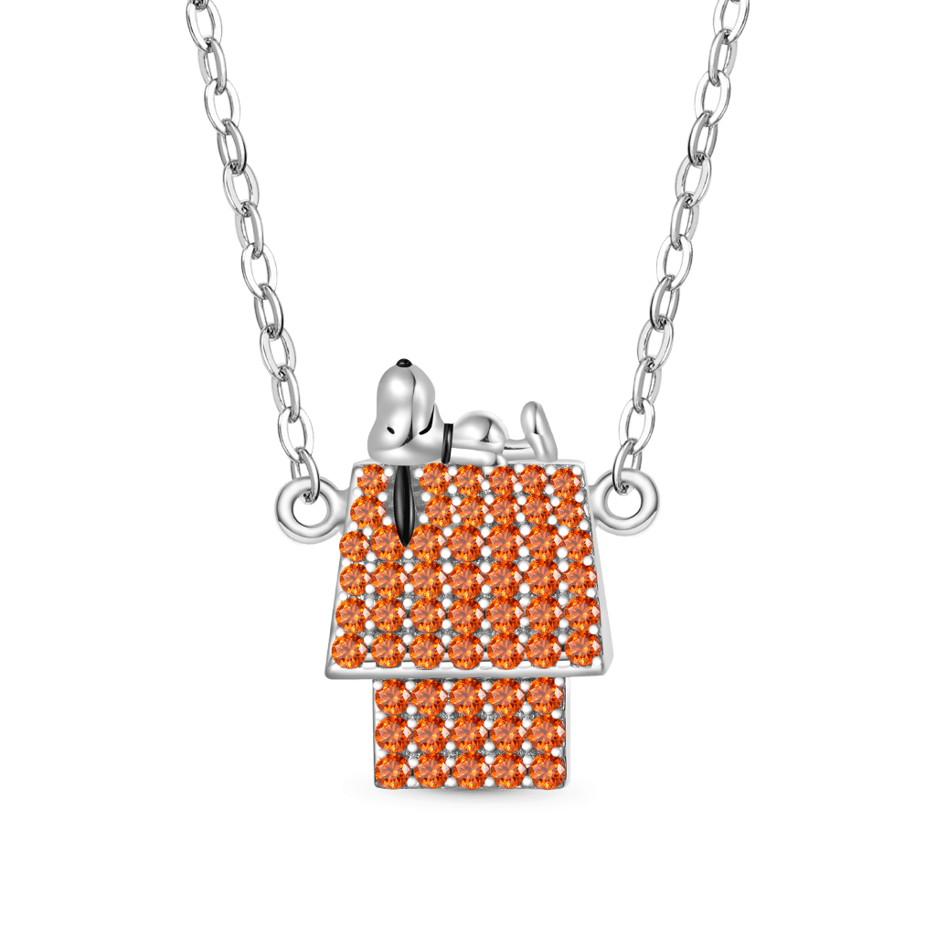 Gnoce Peanuts Lying Snoopy Doghouse Diamond Necklace_1