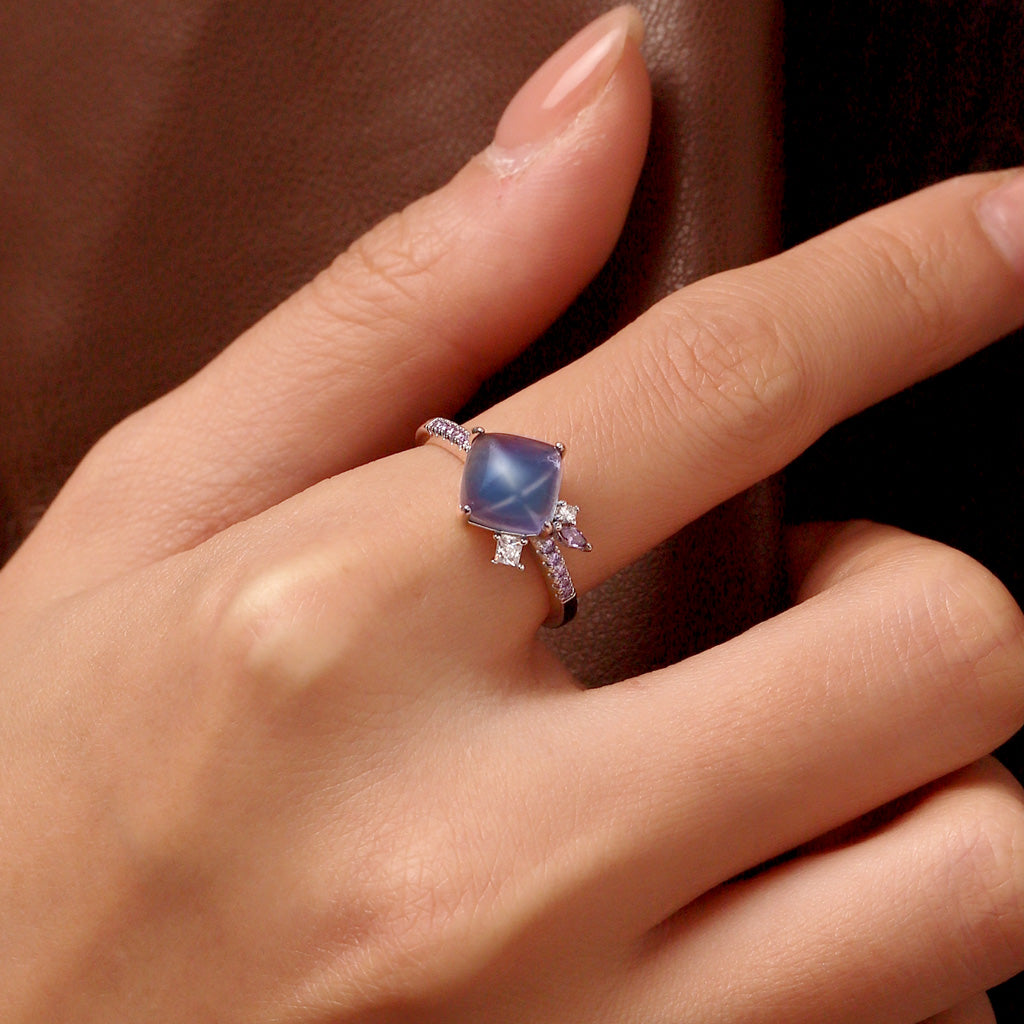 Gnoce Two-color Fluorite Crystal Sugar Tower Ring_5
