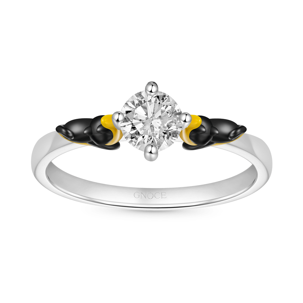Gnoce Black Cat Moon White Diamond Ring_2