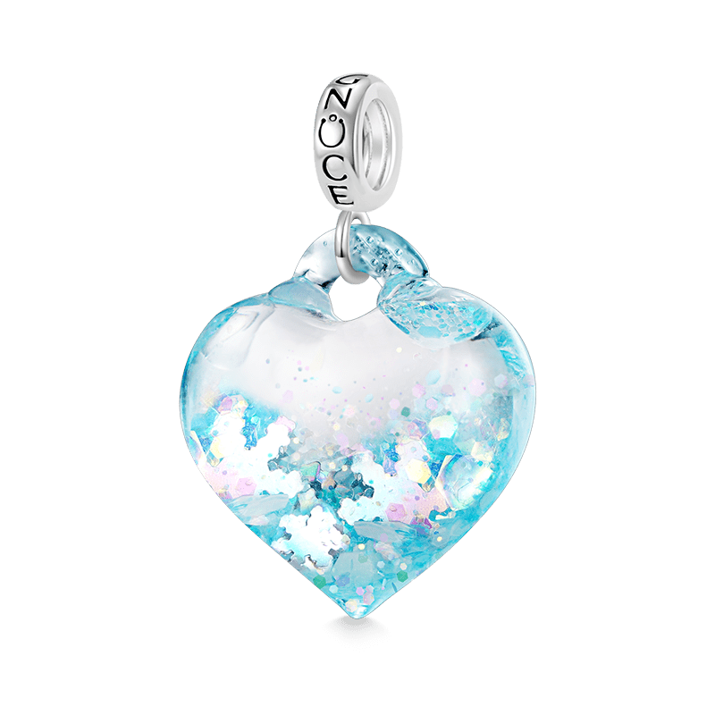 Gnoce Blue Glitter Heart Pendant Dangle Charm_2