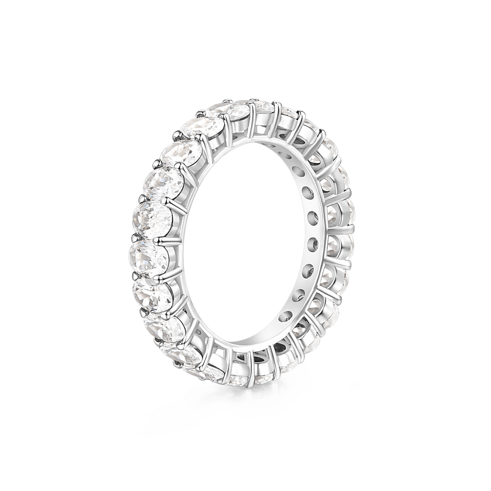 White Topaz Oval-cut Eternity Band Ring_2