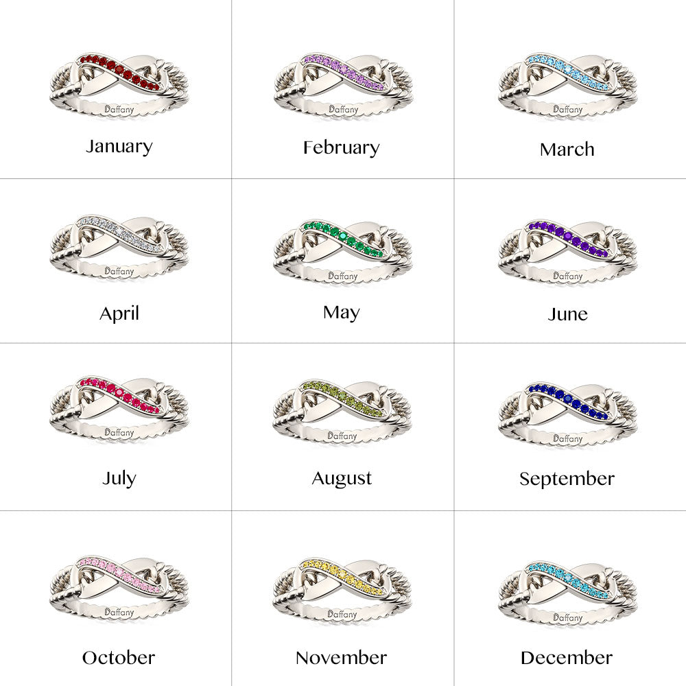 Gnoce Sparkle Infinity Split Shank Promise Birthstone Ring_5
