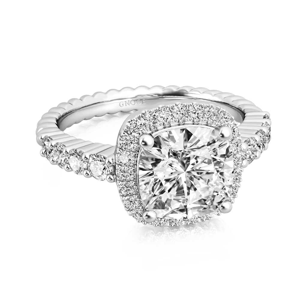 Gnoce Cushion-cut Halo Side Stone Engagement Ring_3