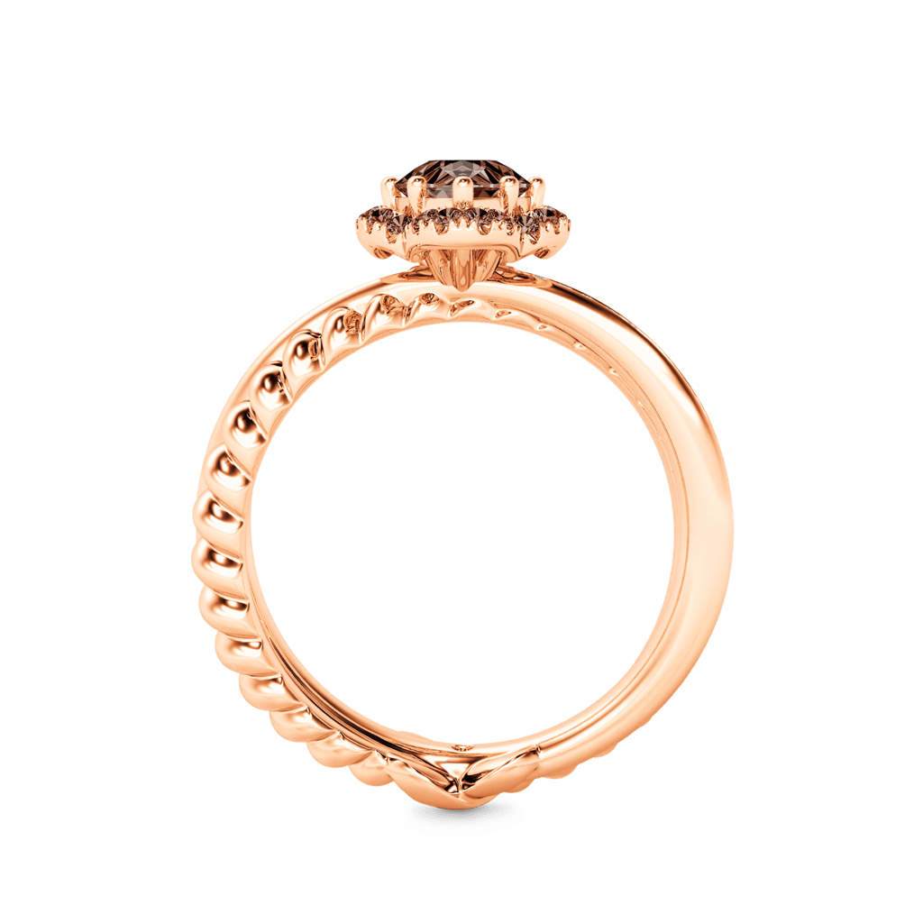 Gnoce Vintage Brown Marquise-Cut Halo Engagement Ring 18K Rose Gold Plating_2
