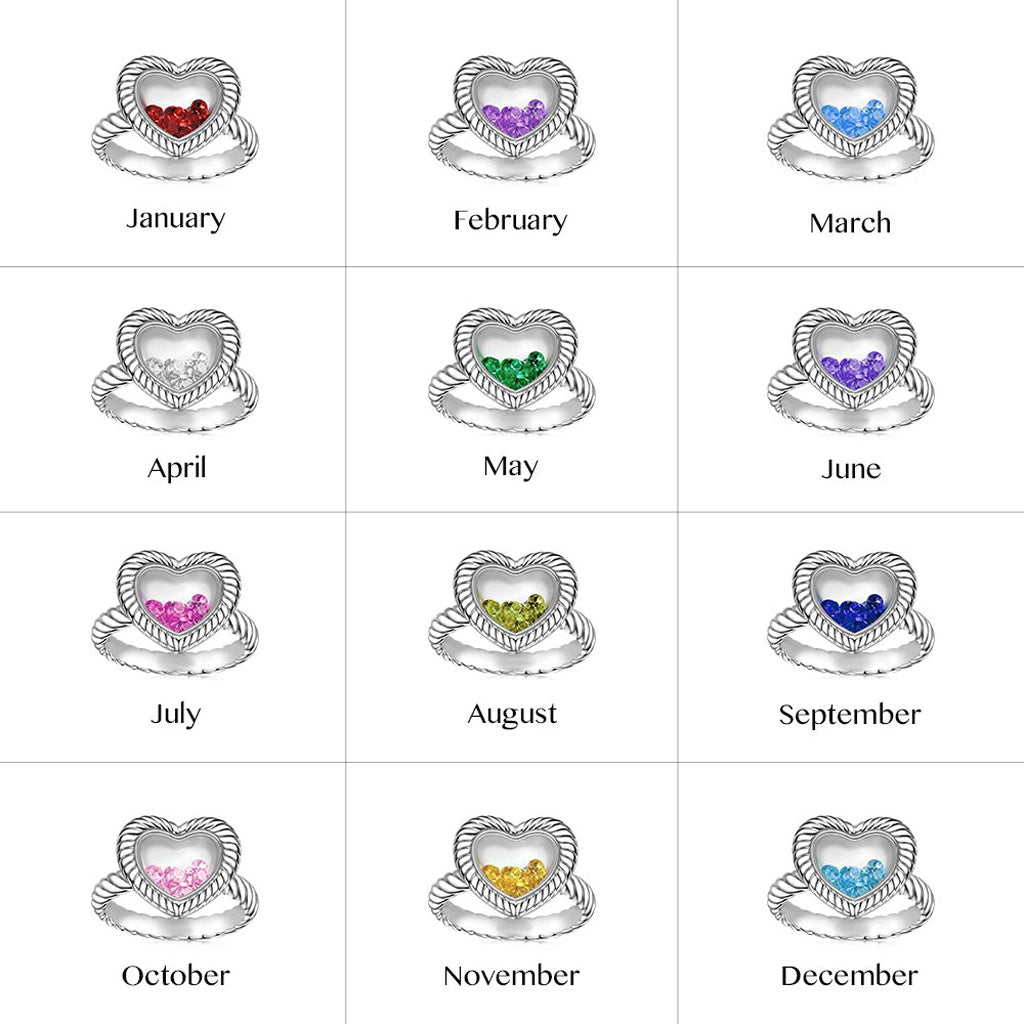 Gnoce Love Heart Confetti Shaker Birthstones Fashion Ring_6
