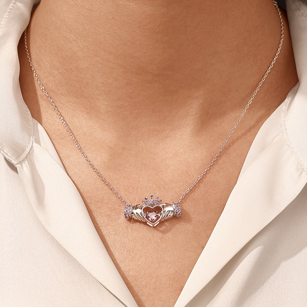 Gnoce Hands Heart Crown Pendant Necklace_7