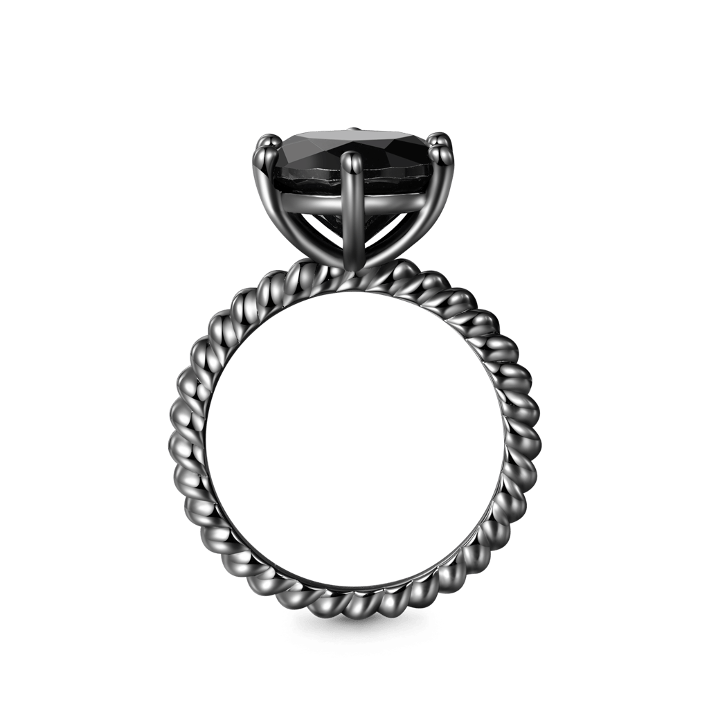 Gnoce Black Solitaire Twisted Rope Statement Ring_3