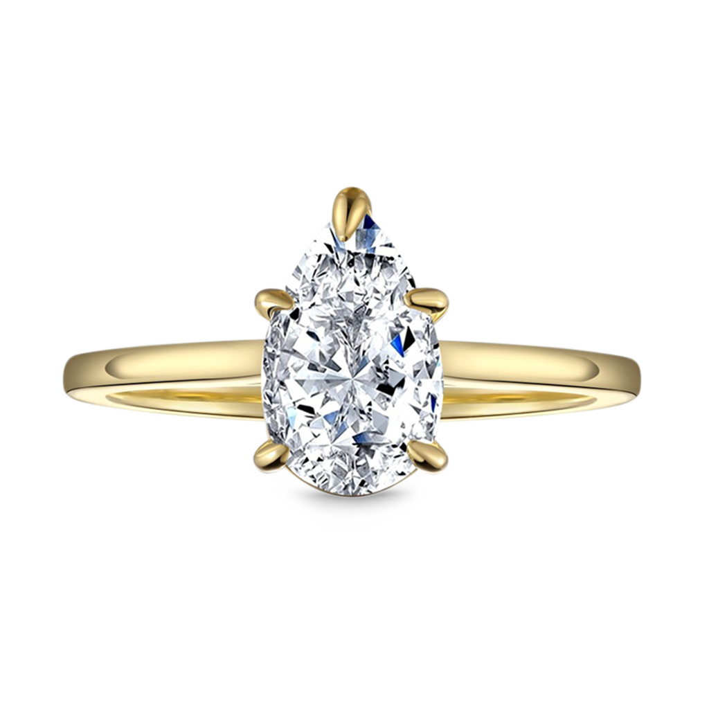 Gnoce White Topaz Pear Solitaire Engagement Ring_2