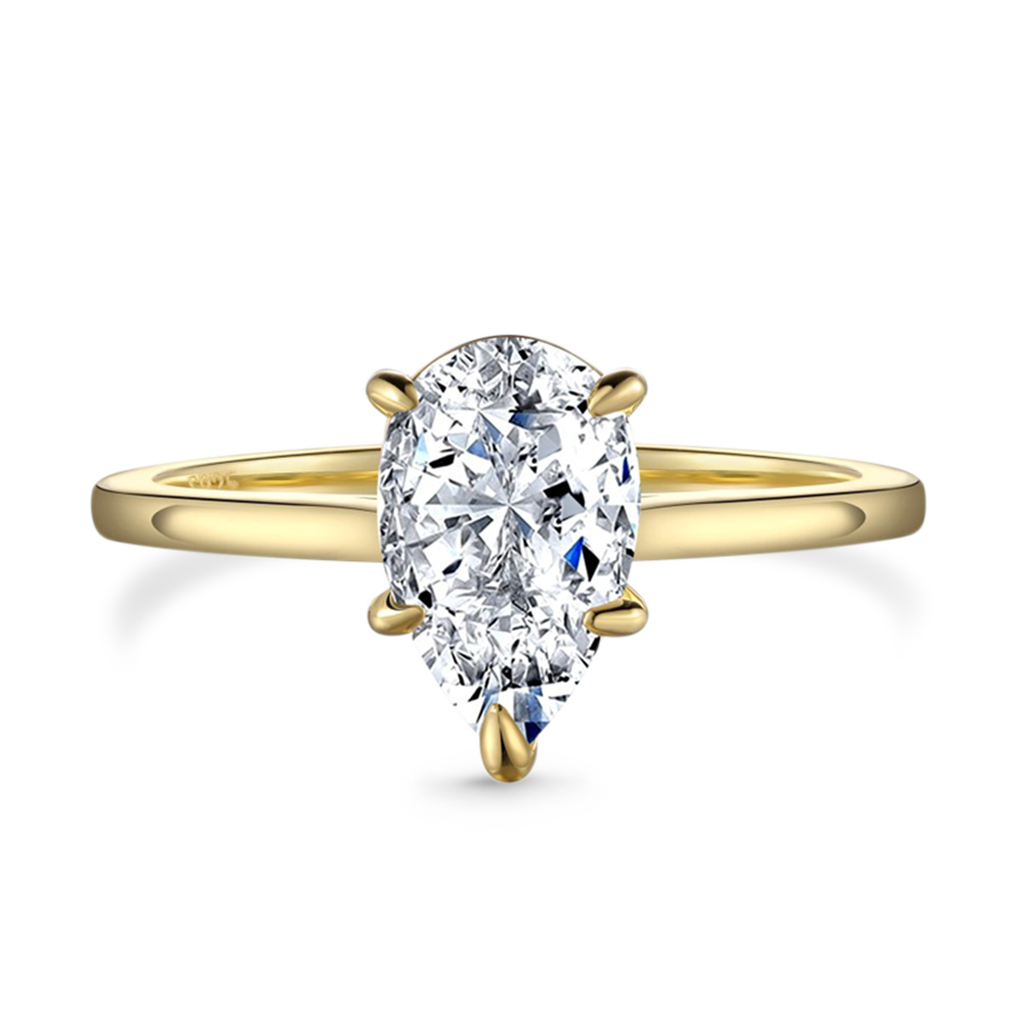 Gnoce White Topaz Pear Solitaire Engagement Ring_1