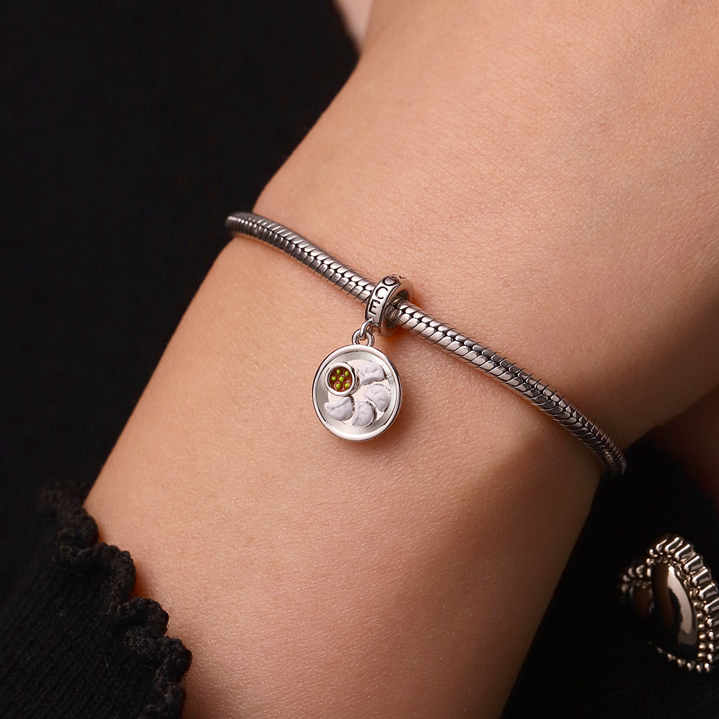 Gnoce A Plate of Dumplings Food Pendant Dangle Charm_7