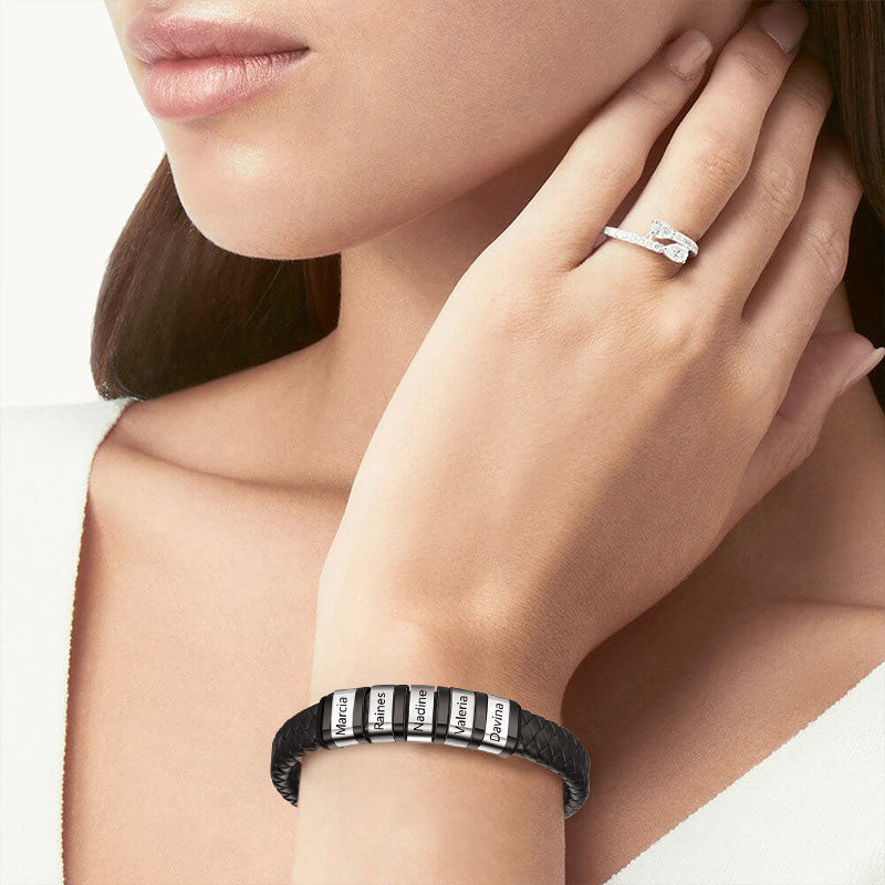 Gnoce Mens Braided Leather Bracelet with Magnetic Clasp_6