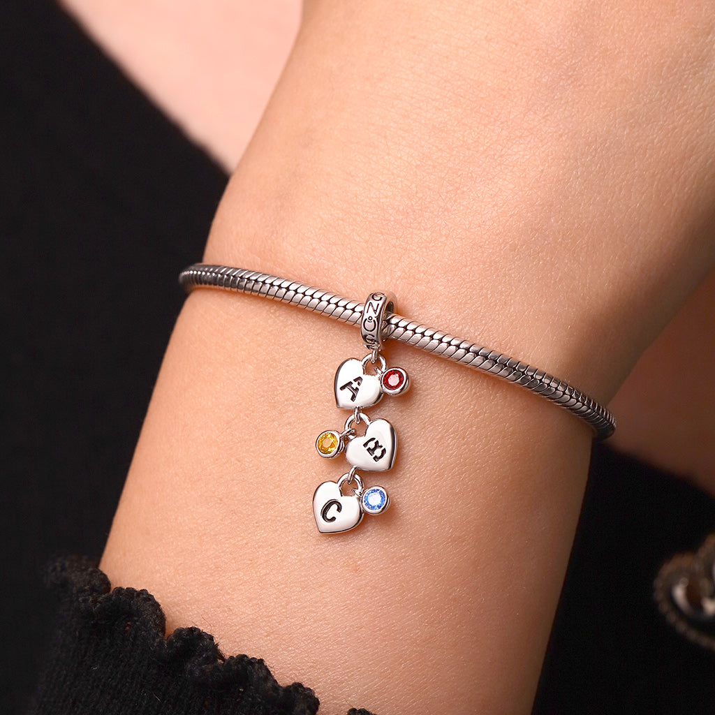 Gnoce Heart-shaped Hollow Personalized 1-6 Letters Pendant Dangle Charm_7