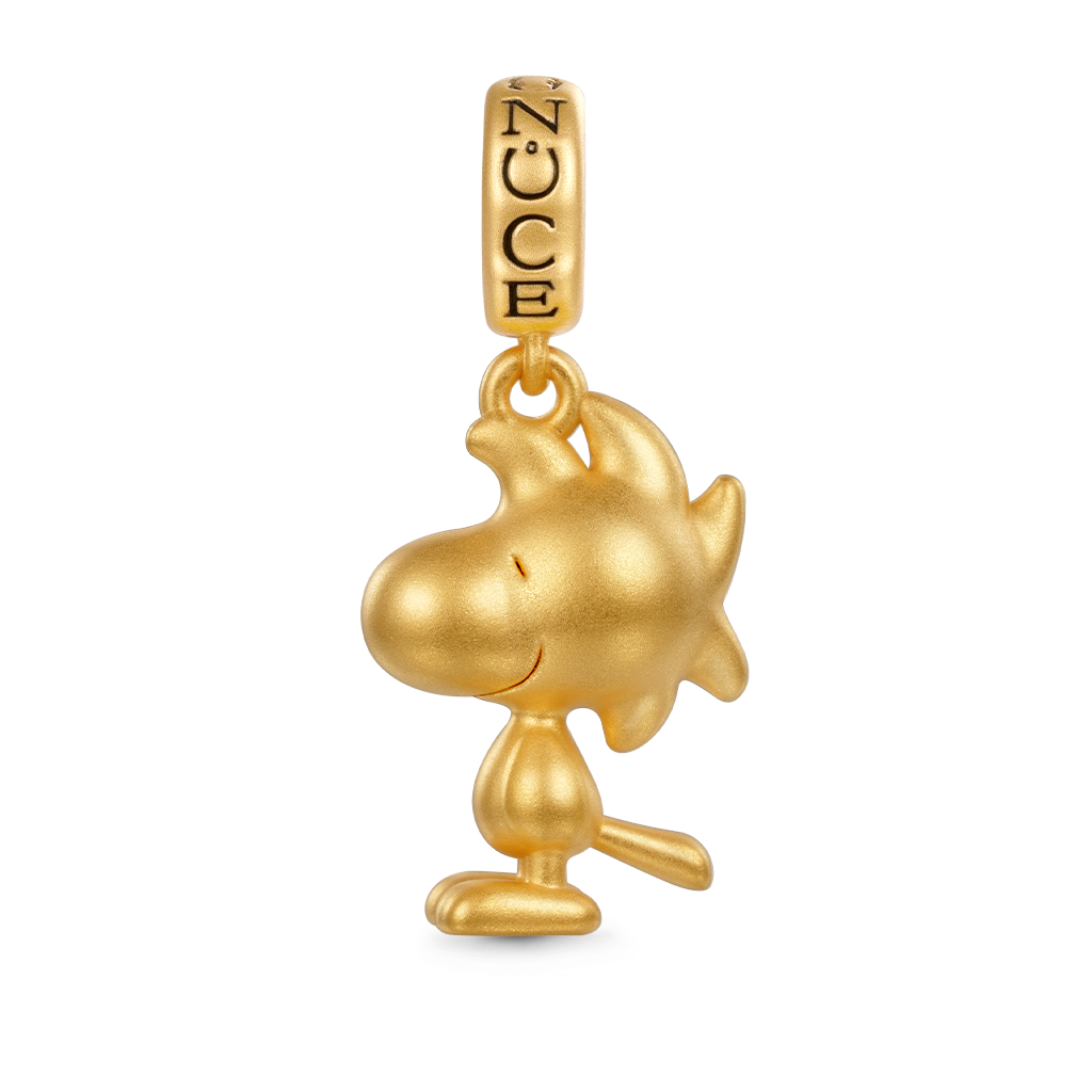 Gnoce 18k Gold Peanuts Woodstock Pendant Dangle Charm_1
