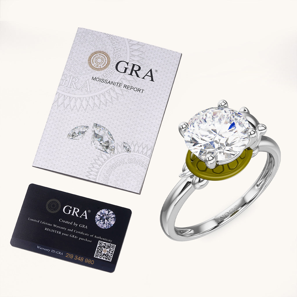 Gnoce Turtle Embraces Moissanite Round Cut Ring_6