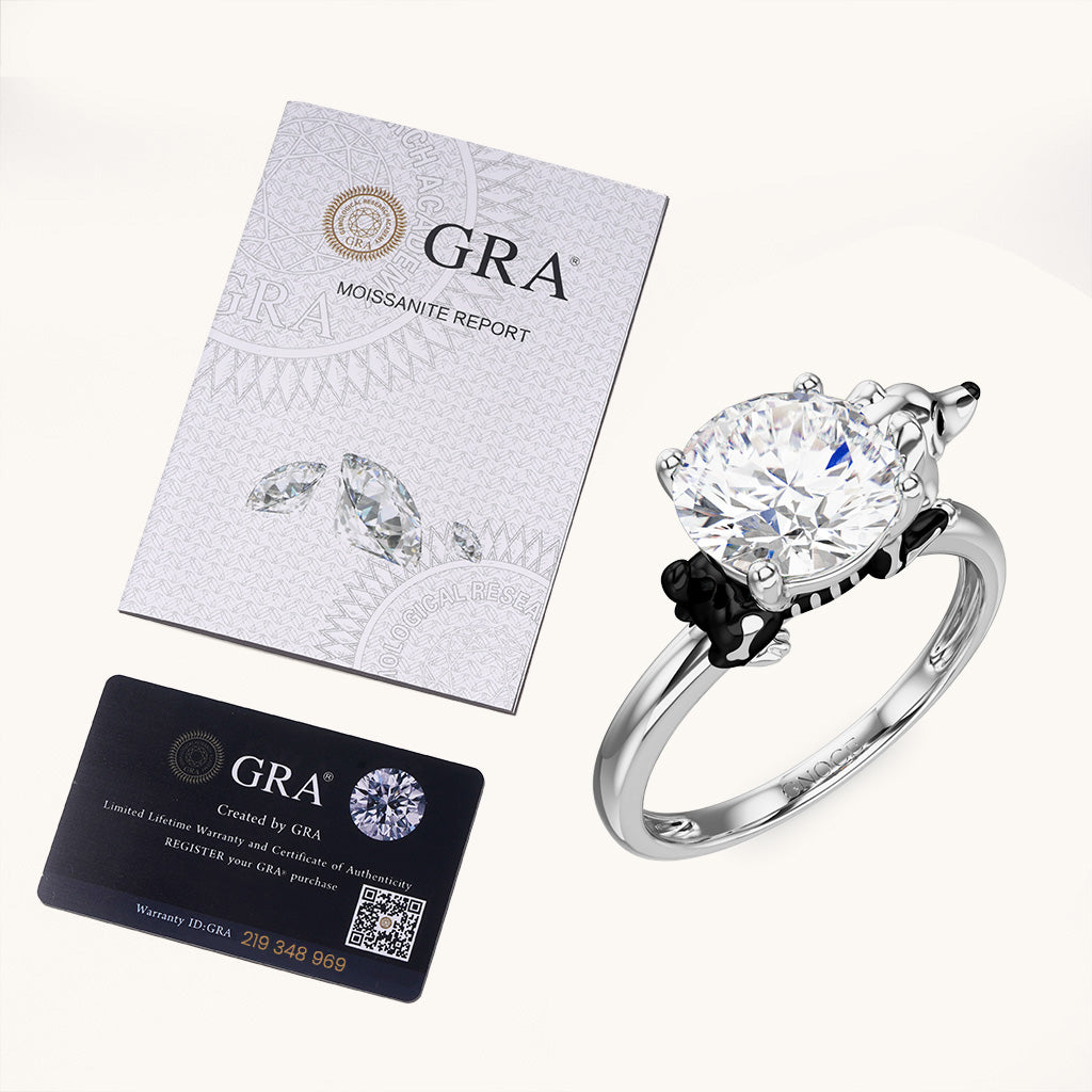 Gnoce Skeleton Puppy Embraces Moissanite Round Cut Ring_6