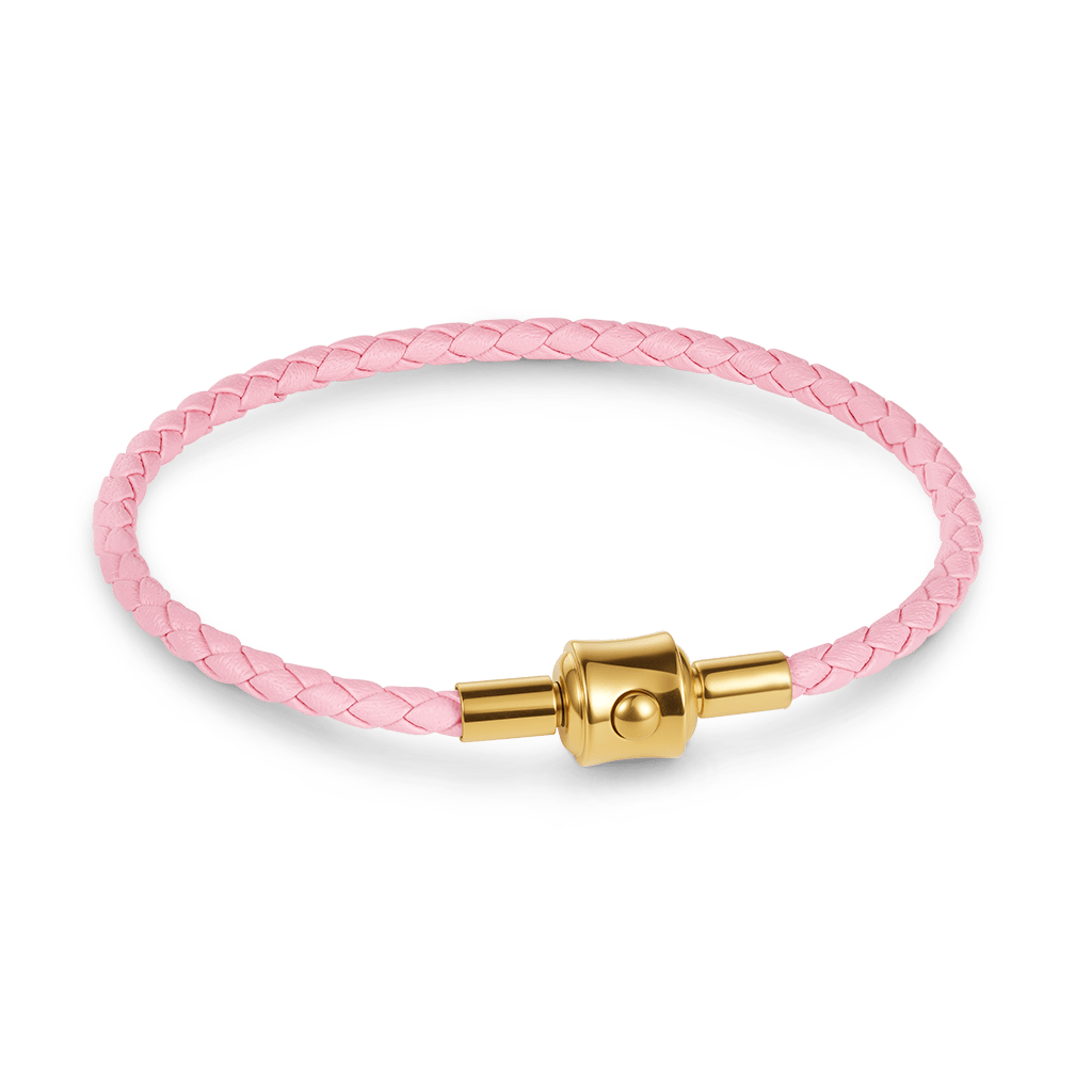 Gnoce Pink Cylindrical Snap Basic Bracelet with 2 Pieces of Stoppers_1