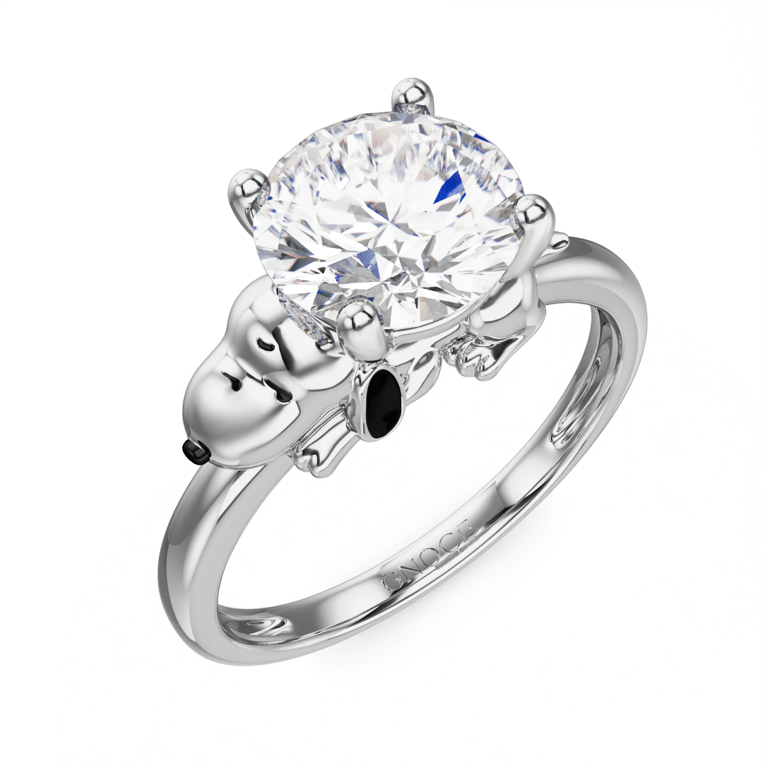 Gnoce Peanuts Snoopy Embraces Moissanite Round Cut Ring_2