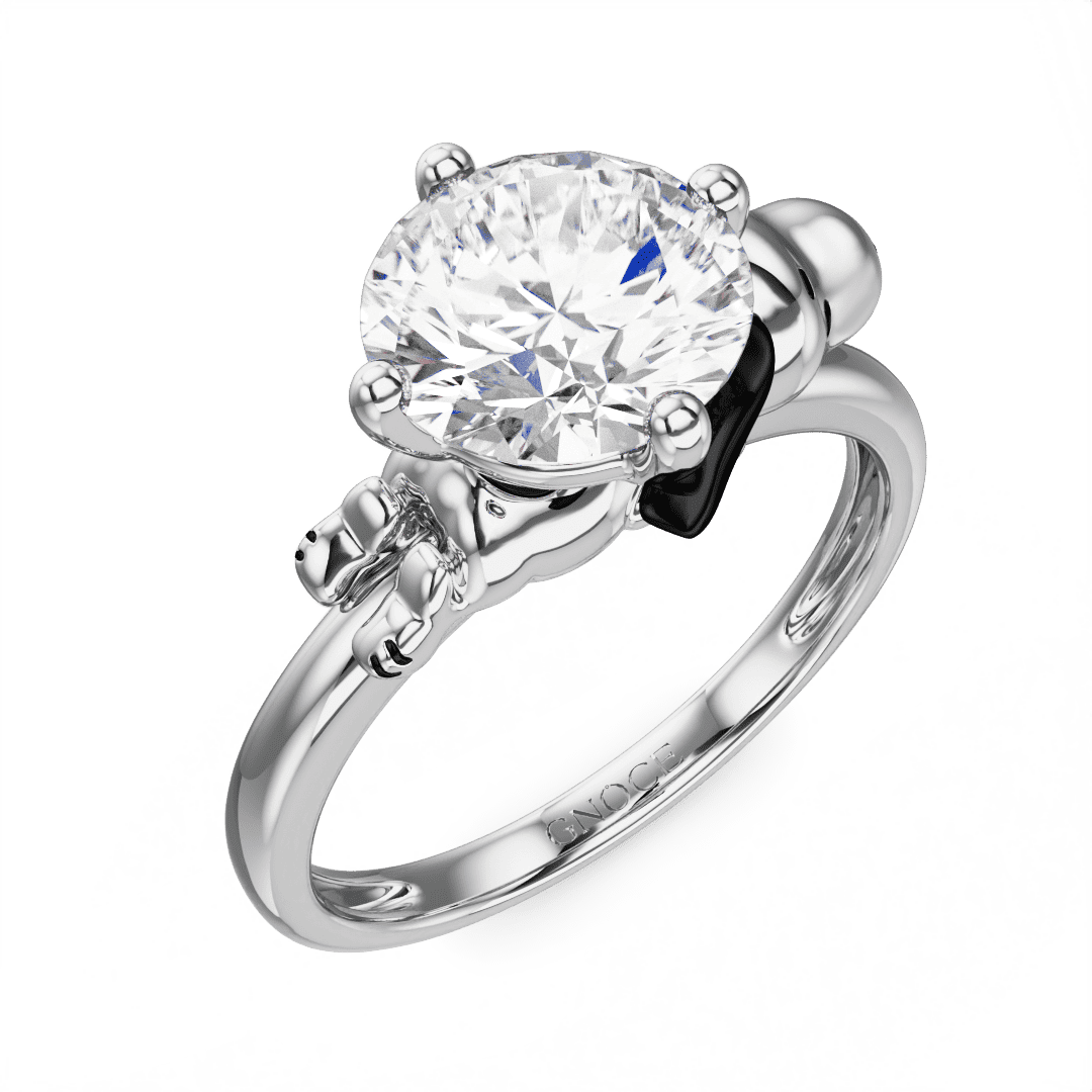 Gnoce Peanuts lovingly Snoopy Embraces Moissanite Round Cut Ring_3