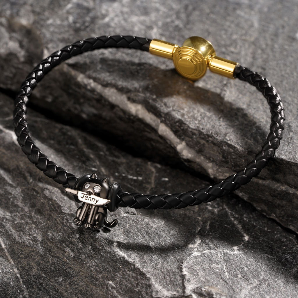 Gnoce Black Threaded Snap Basic Bracelet with 2 Pieces of Stoppers_3