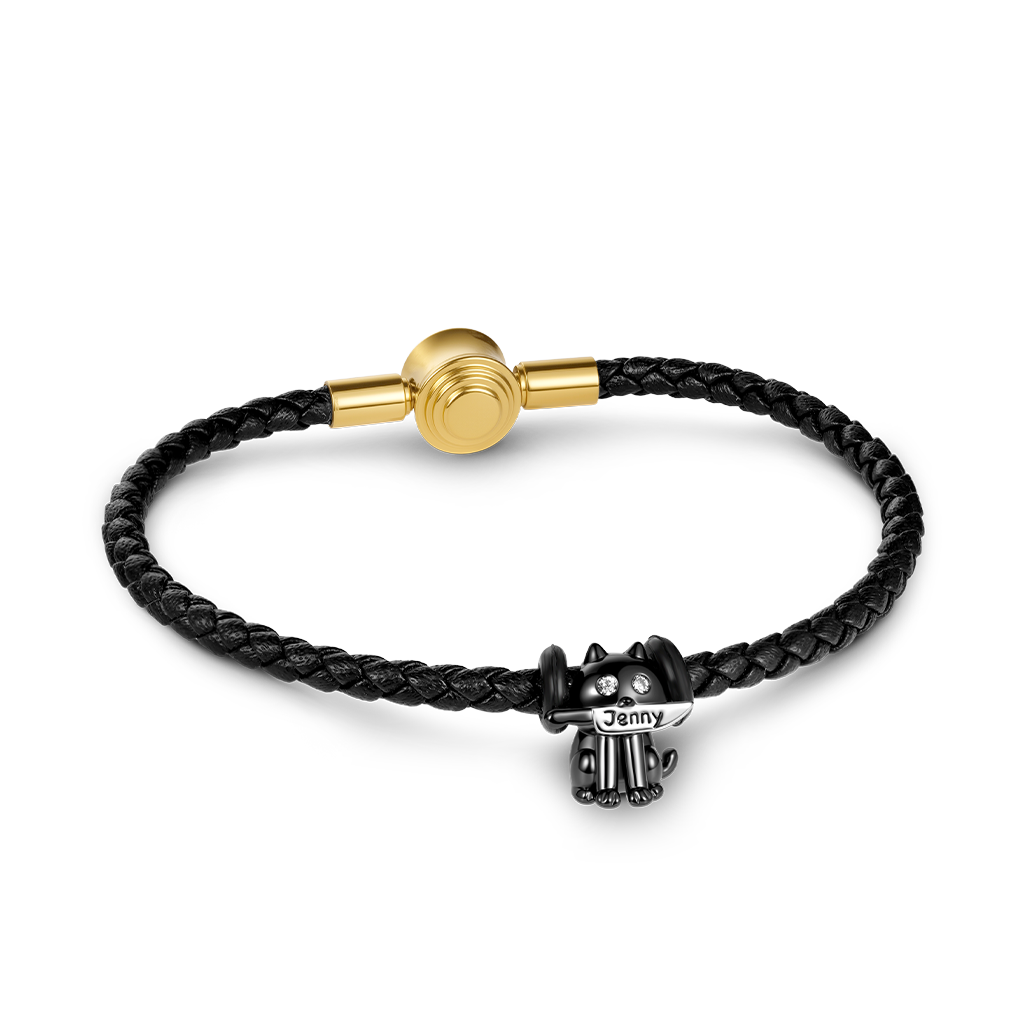 Gnoce Black Threaded Snap Basic Bracelet with 2 Pieces of Stoppers_2