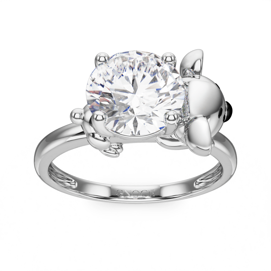Gnoce Koala Embraces Moissanite Round Cut Ring_2