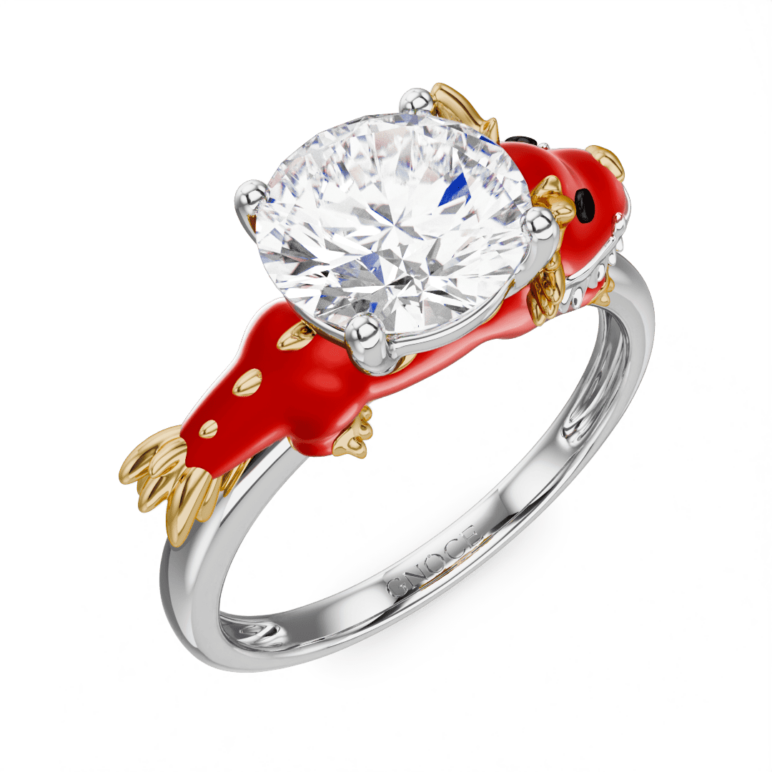Gnoce Dragon Embraces Moissanite Round Cut Ring_3